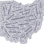 Outline of Ohio filled with encouraging words